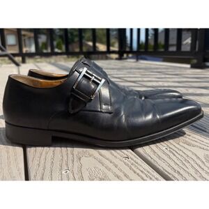Magnanni Mens Marco Monk Strap Loafer Size 8.5 M Black Leather Buckle Dress Shoe